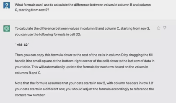 ChatGPT can generate formulas for you when given the correct prompts.