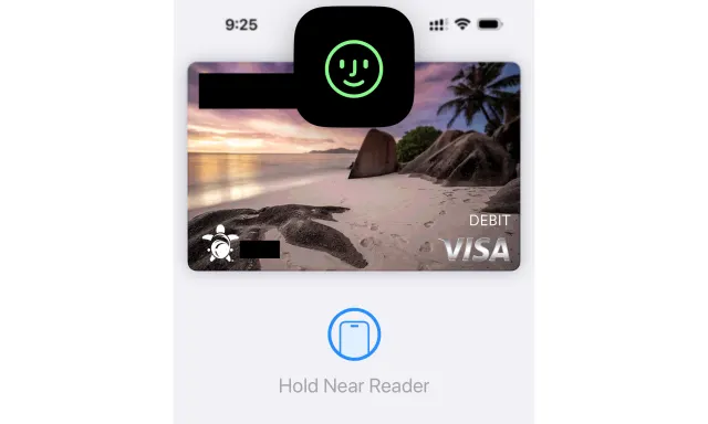 What you’ll see on the screen when completing an Apple Pay transaction on an iPhone with Face ID