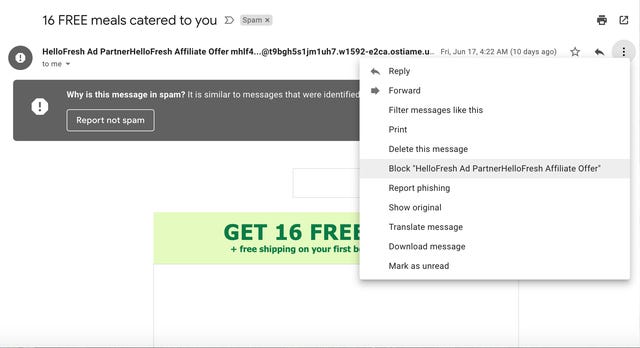 To block someone on Gmail, go to the "more" option and click select block "sender"