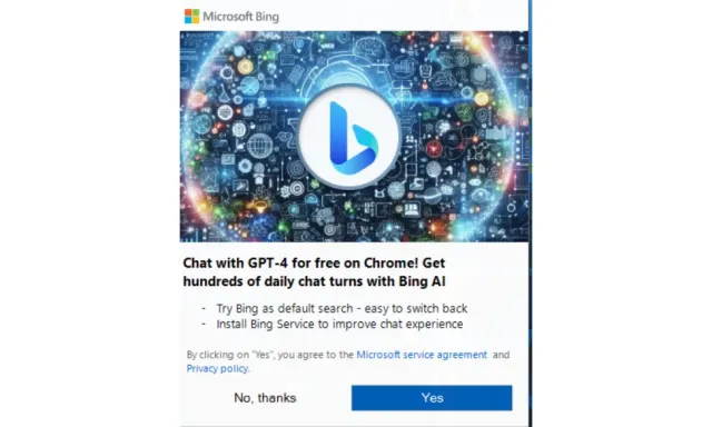 Microsoft once again ask Chrome users to try Bing through unblockable pop-ups