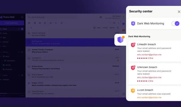 Proton Mail's paid users will now receive notifications if their information has been released on the dark web