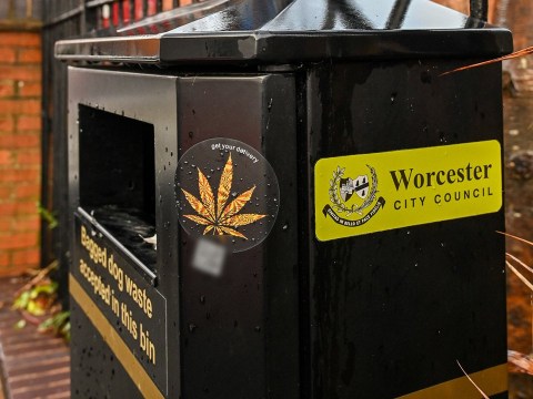 A drug dealer’s QR code stuck on a bin in Worcester